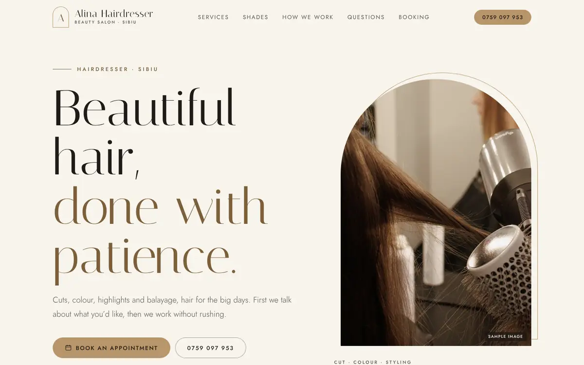 Alina Hairdresser on desktop