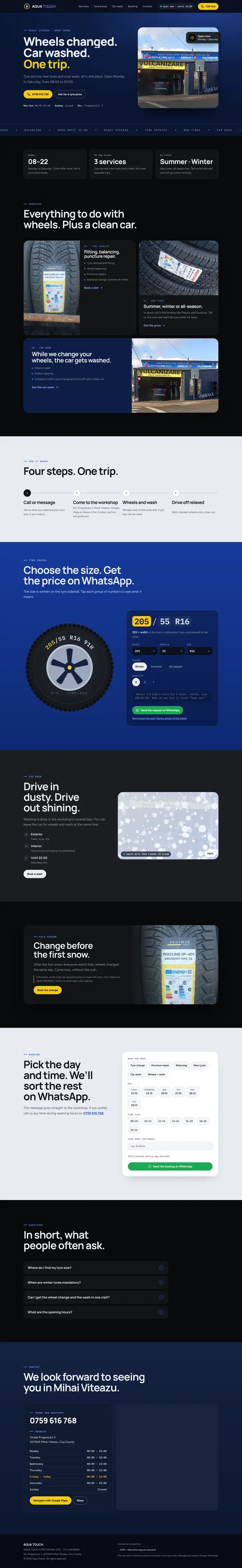 Full Aqua Touch page, desktop
