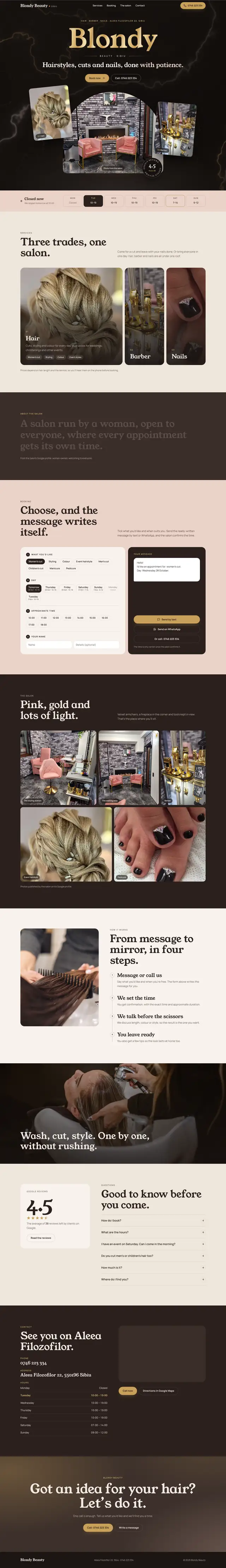 Full Blondy Beauty page, desktop