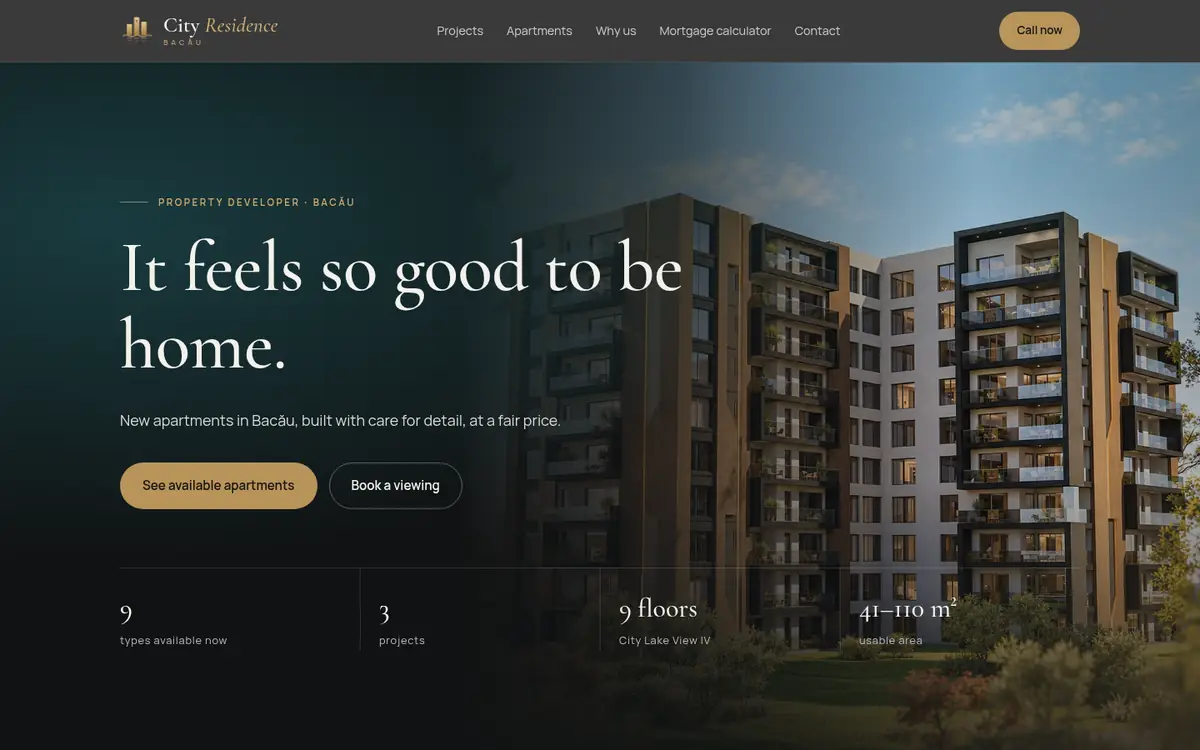 City Residence on desktop