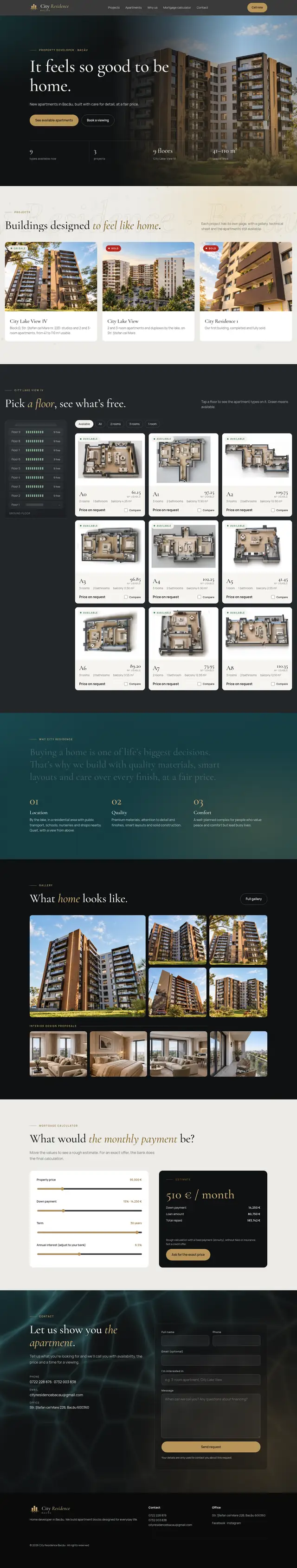 Full City Residence page, desktop
