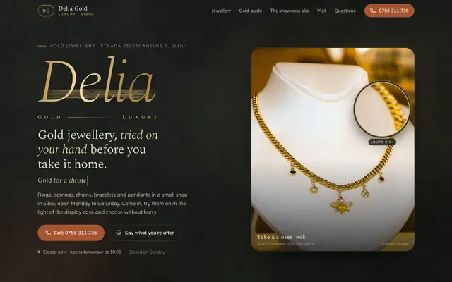 The Delia Gold Luxury website