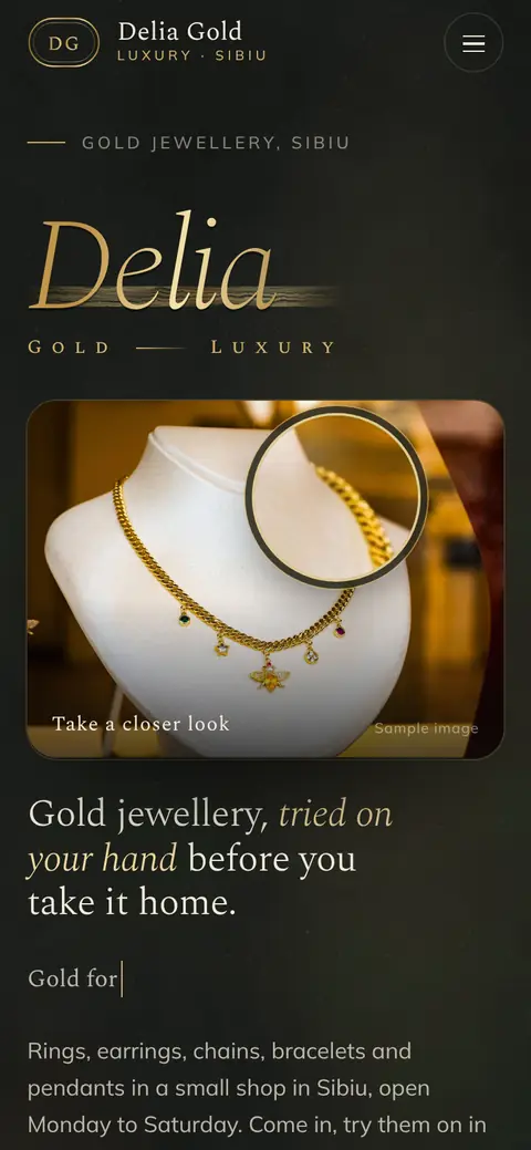 Delia Gold Luxury on a phone