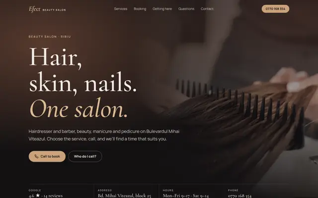 The Efect Beauty Salon website