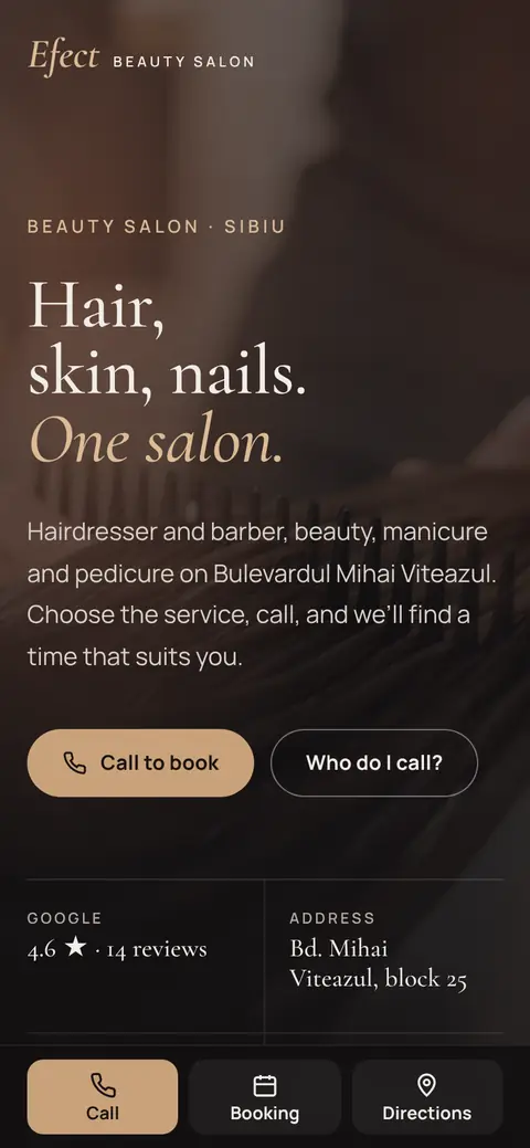 Efect Beauty Salon on a phone