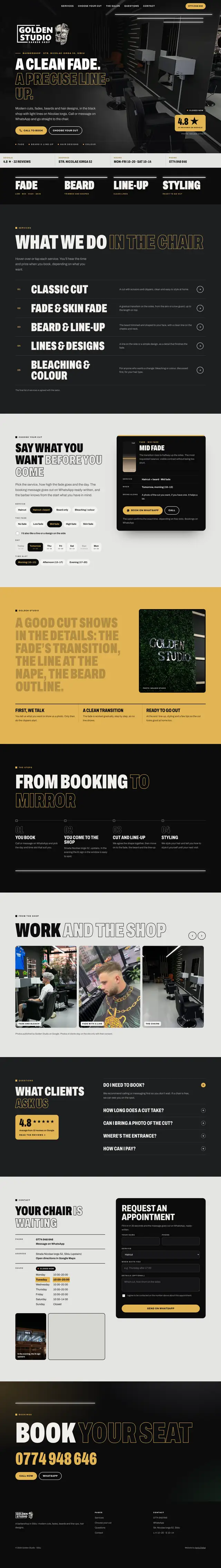 Full Golden Studio page, desktop