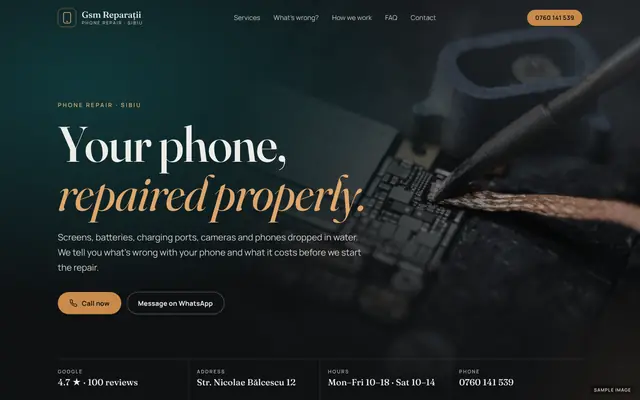 The Gsm Reparații website