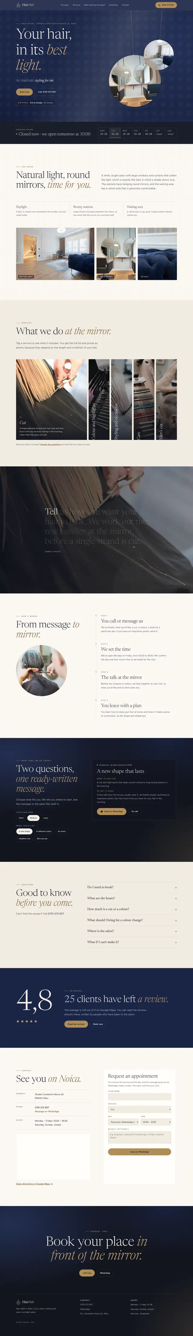 Full HairHub page, desktop