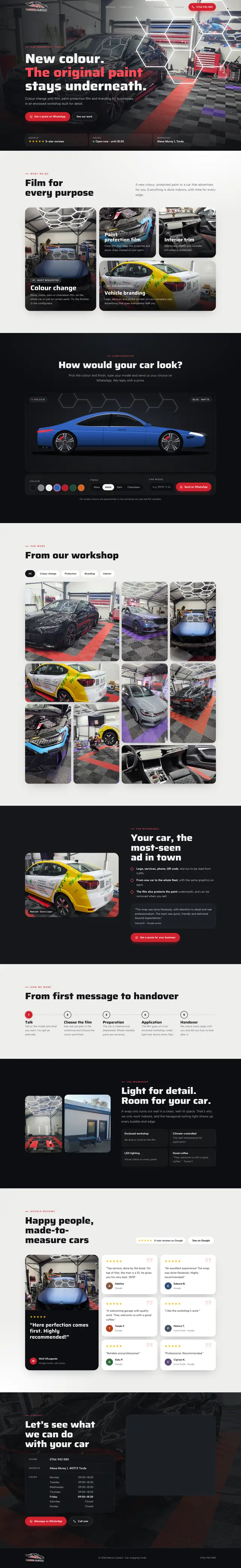 Full Maryo Custom page, desktop