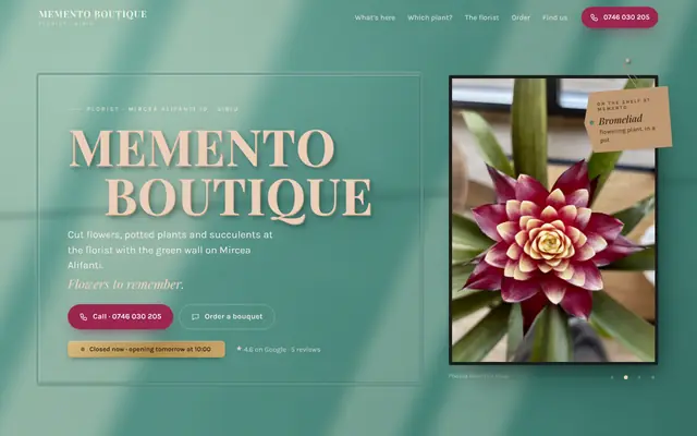 The Memento Boutique website