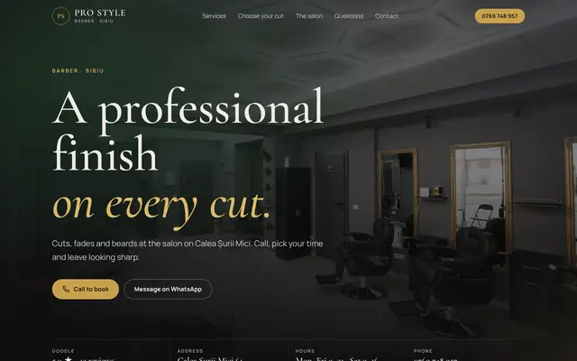 The Pro Style Salon website
