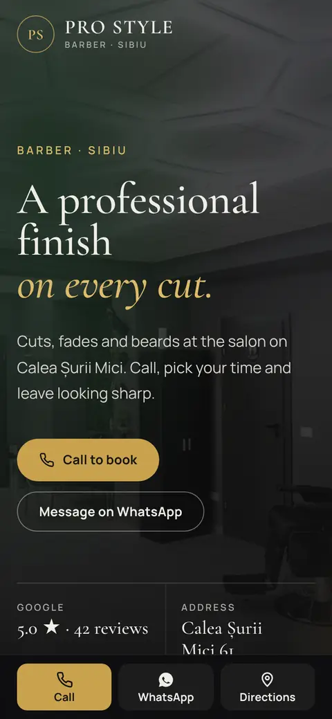 Pro Style Salon on a phone