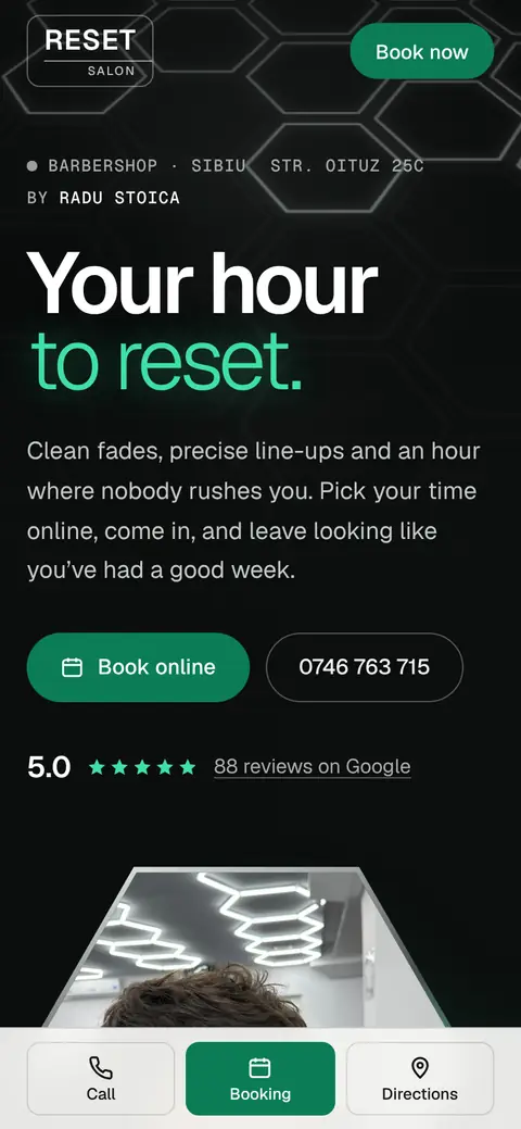 Reset Salon by Radu Stoica on a phone