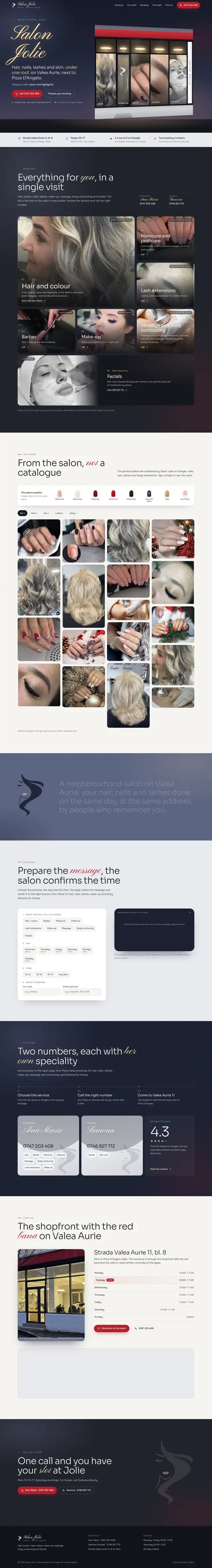Full Salon Jolie page, desktop