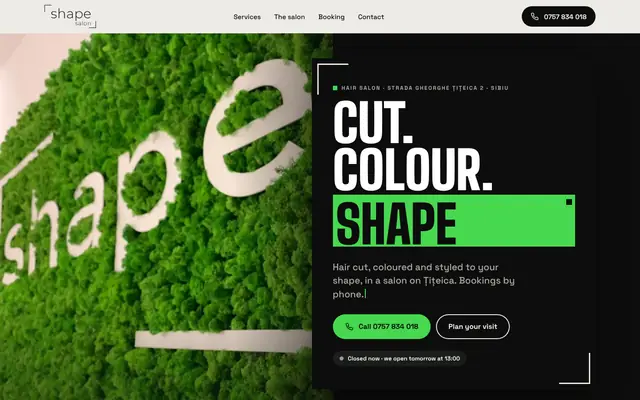 The Shape Salon website