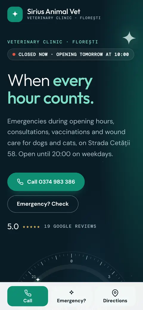 Sirius Animal Vet on a phone