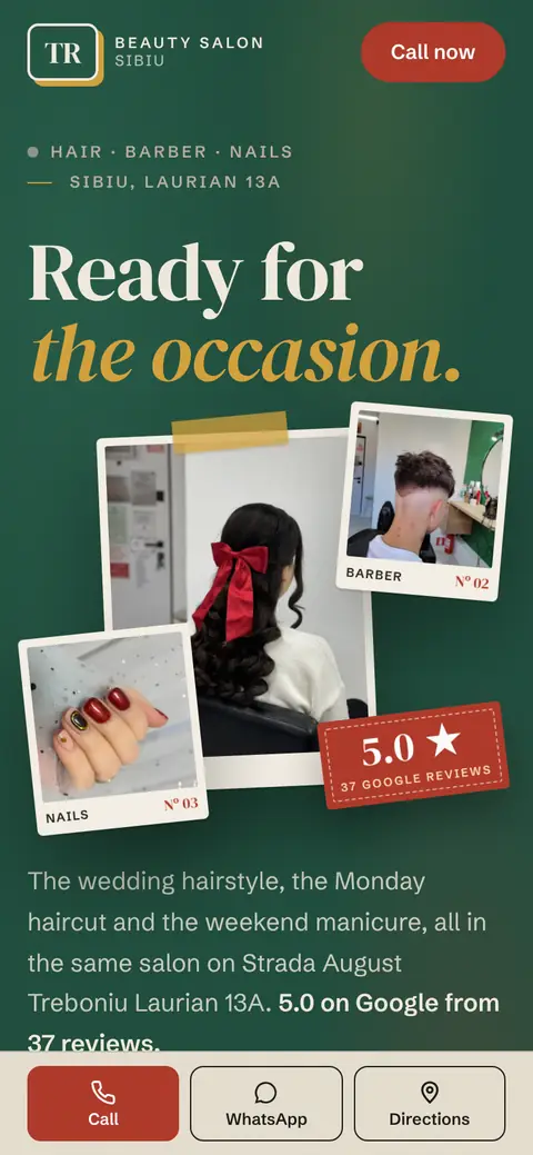 TR Beauty Salon on a phone