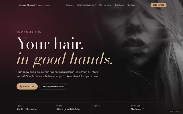 The Urban Beauty Salon website