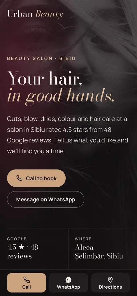 Urban Beauty Salon on a phone